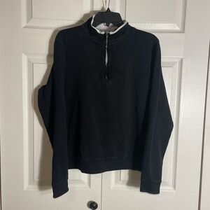 Carnoustie Quarter Zip Pullover Sweatshirt Mens M  Black Pima Cotton Golf Preppy